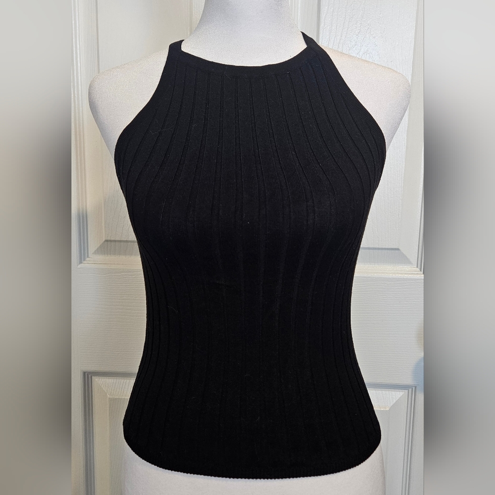 H&M Black Ribbed Sleeveless Tank Top. Size XS - Picture 2 of 6